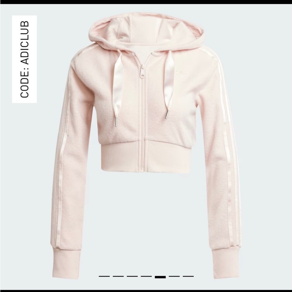 NWT Adidas Women's Light Pink Cropped Hoodie